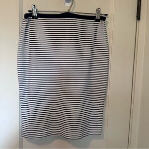 Esprit Navy & White Stripe, Pencil Mini Skirt, Cotton, Exposed Zip, Bodycon,Sz S